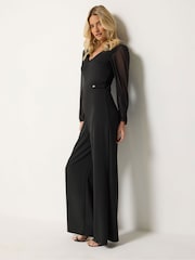 M&Co Black Mesh Long Sleeve Wrap Top - Image 2 of 6