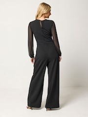 M&Co Black Mesh Long Sleeve Wrap Top - Image 3 of 6
