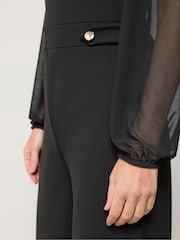M&Co Black Mesh Long Sleeve Wrap Top - Image 4 of 6