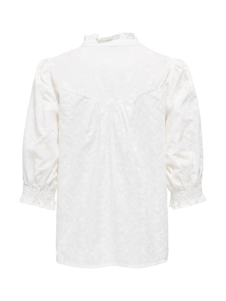 ONLY White 3/4 Sleeve All Over Embroidery Blouse - Image 6 of 6 ONLY White 3/4 Sleeve All Over Embroidery Blouse - Image 6 of 6