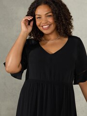 Live Unlimited Curve Ladder Trim Sleeve Black Dress - Image 3 of 4