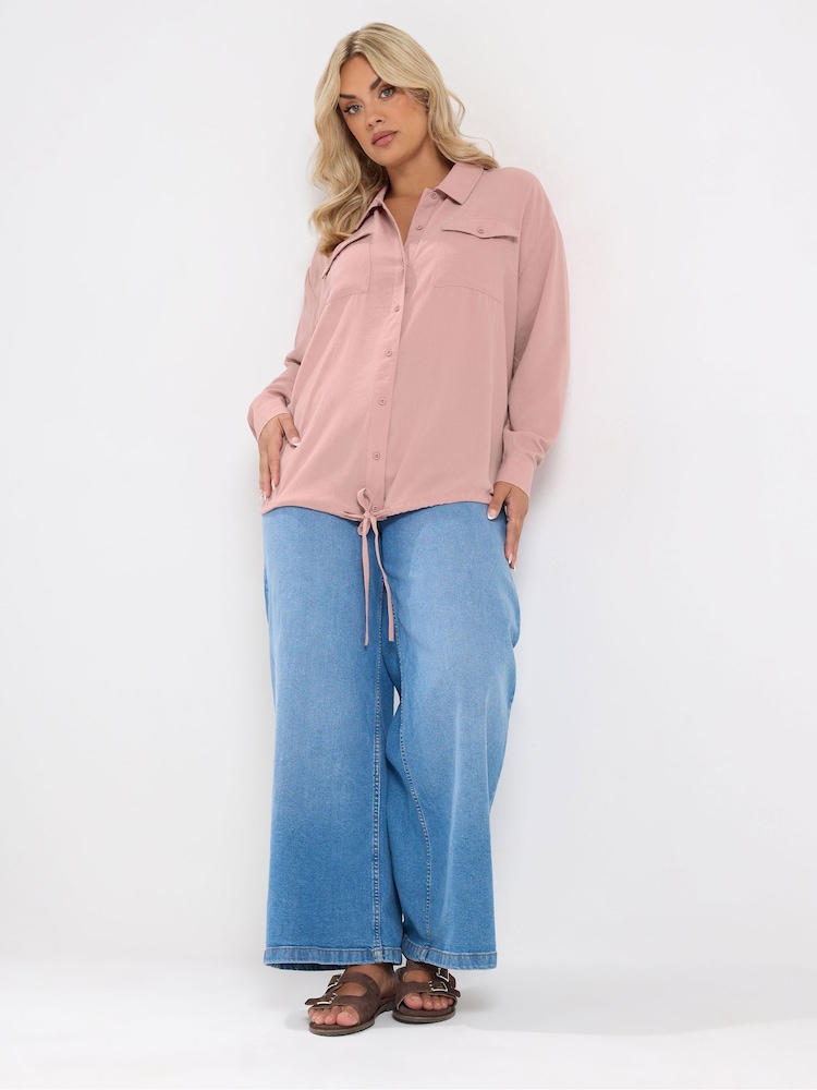 Yours Curve Pink Utility Bubble Hem Shirt - Image 2 of 6 Yours Curve Pink Utility Bubble Hem Shirt - Image 2 of 6
