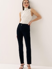 Schwarz - Slim-Fit-Jeans aus Cord für Lift, Style und Form - Bild 1 von 7