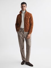 Reiss Brown Rail Prince of Wales Check Belted Trousers - Image 4 of 5