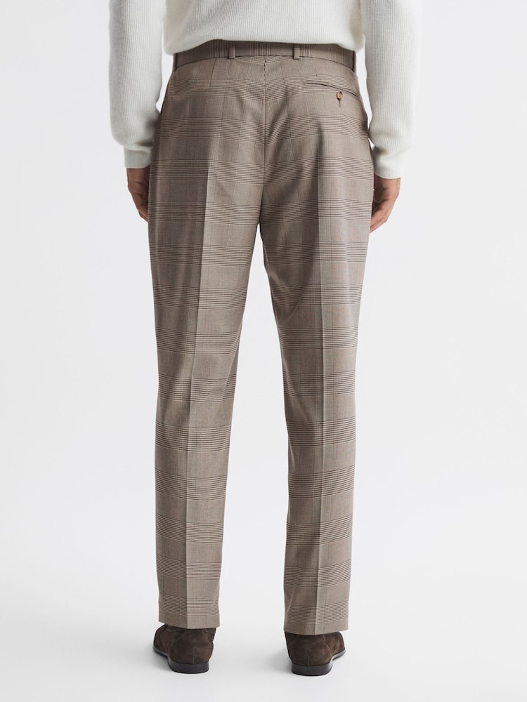 Reiss Brown Rail Prince of Wales Check Belted Trousers - Image 5 of 5