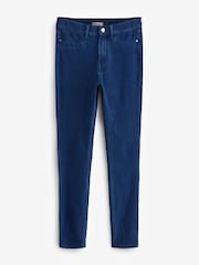 Dark Blue Fly Fasten Jersey Denim Leggings - Image 4 of 5