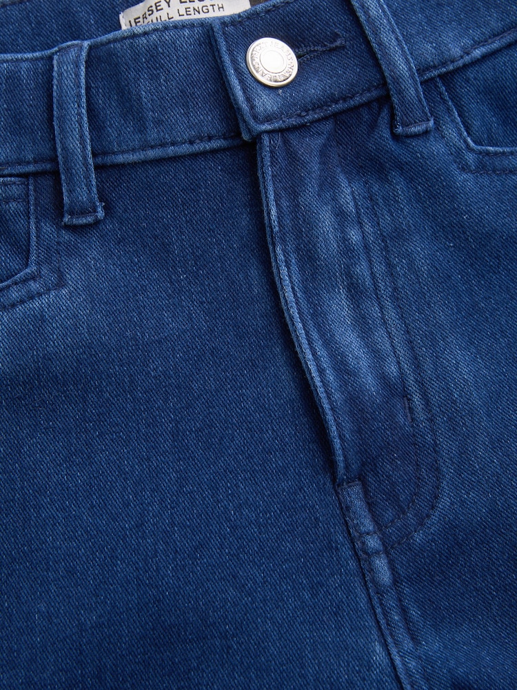 Dark Blue Fly Fasten Jersey Denim Leggings - Image 5 of 5