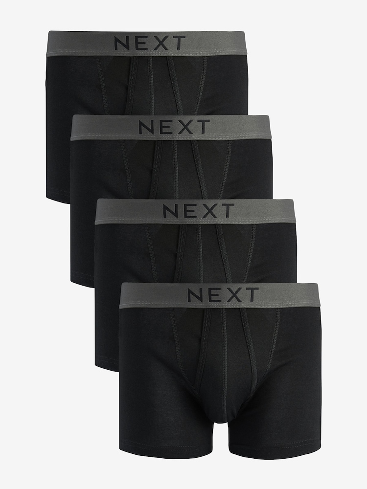 Noir - Paquet de 4 - A-Front Pure 100% Coton Boxer - Image 1 de 4