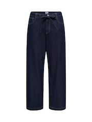 ONLY Blue High Waist Wide Leg Jeans in Rinse Wash With Tie Waist - Image 5 of 6