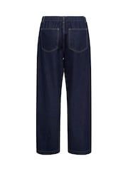 ONLY Blue High Waist Wide Leg Jeans in Rinse Wash With Tie Waist - Image 6 of 6