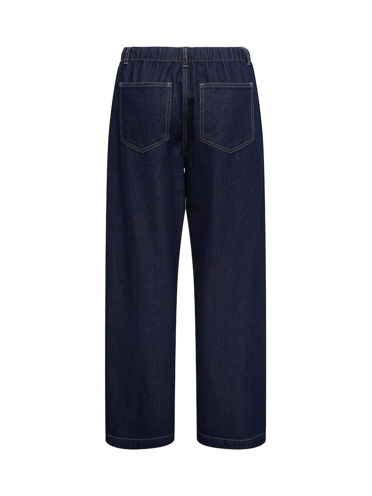 ONLY Blue High Waist Wide Leg Jeans in Rinse Wash With Tie Waist - Image 6 of 6 ONLY Blue High Waist Wide Leg Jeans in Rinse Wash With Tie Waist - Image 6 of 6