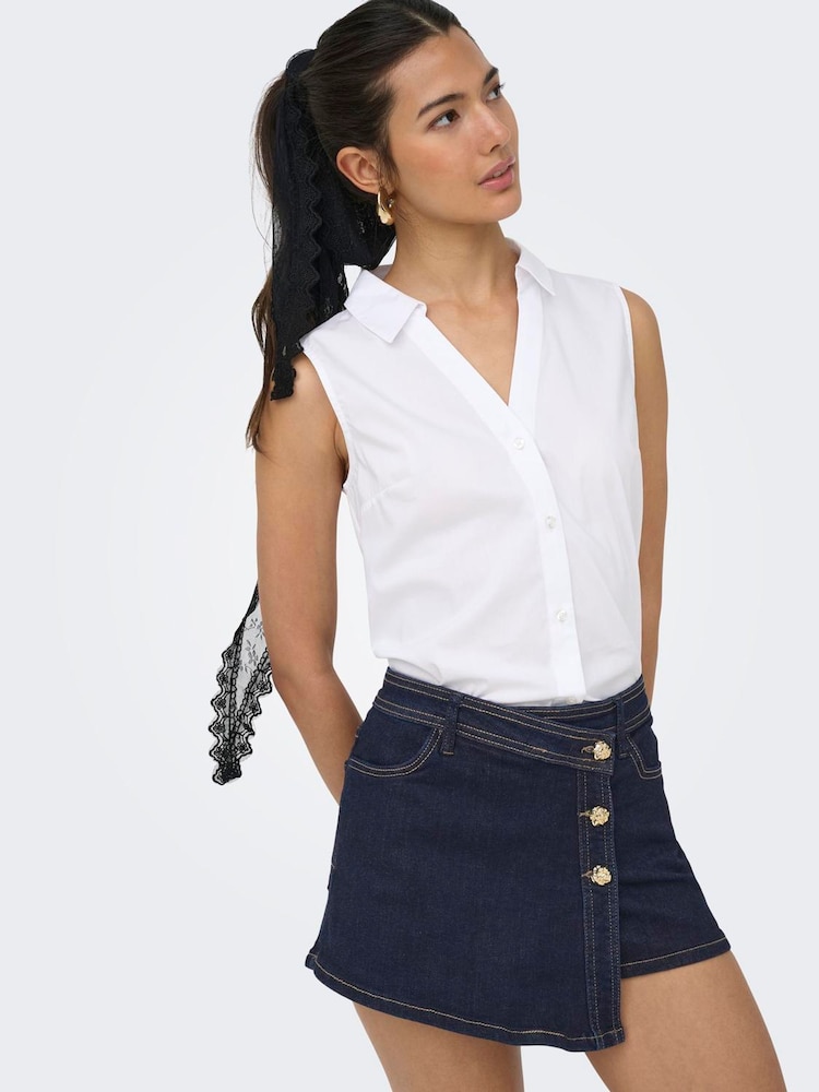 ONLY Blue Mini Denim Wrap Skort - Image 1 of 6