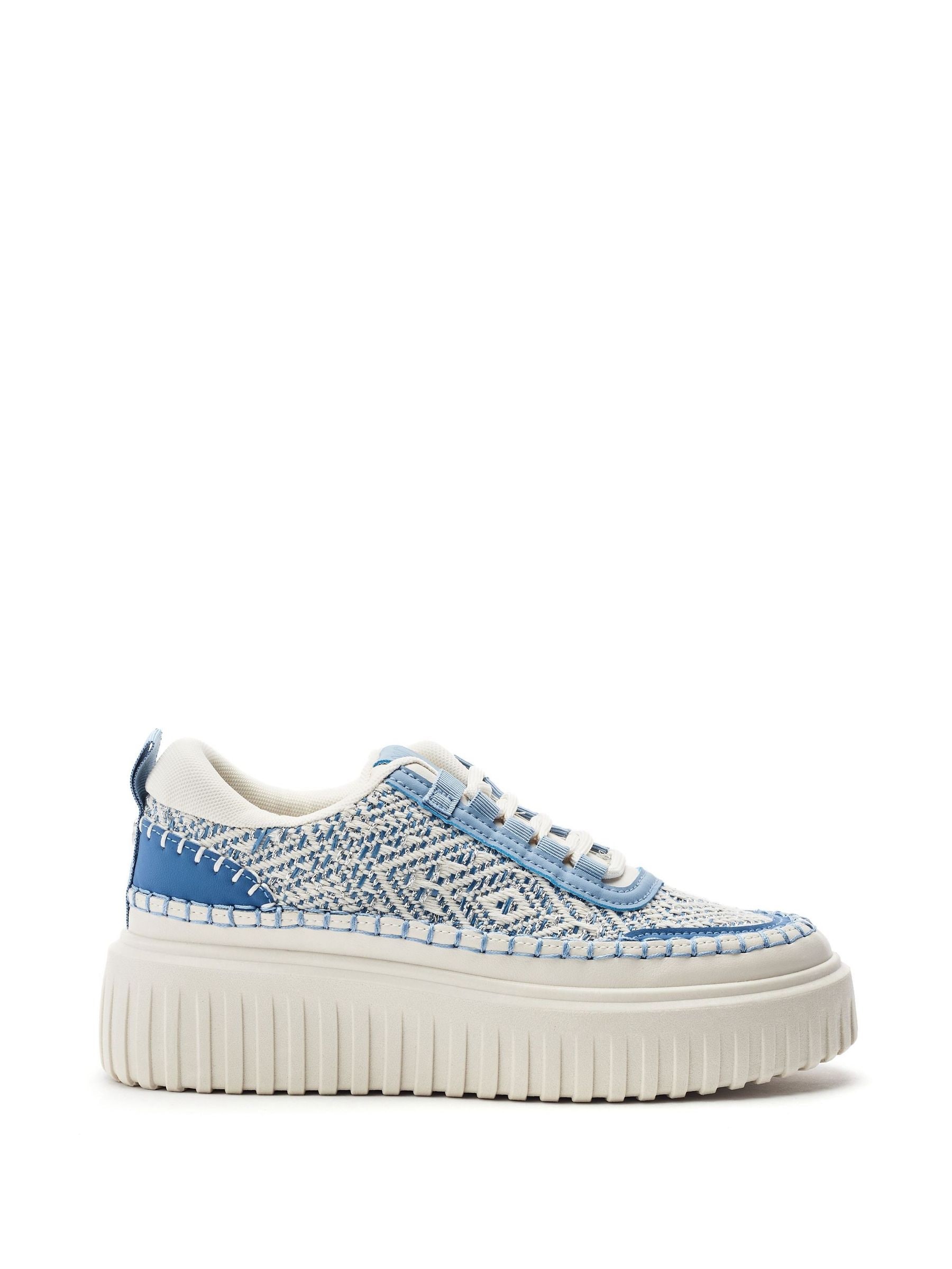 Buy Moda in Pelle Blue Barika Chunky Textile Detail Trainers from
