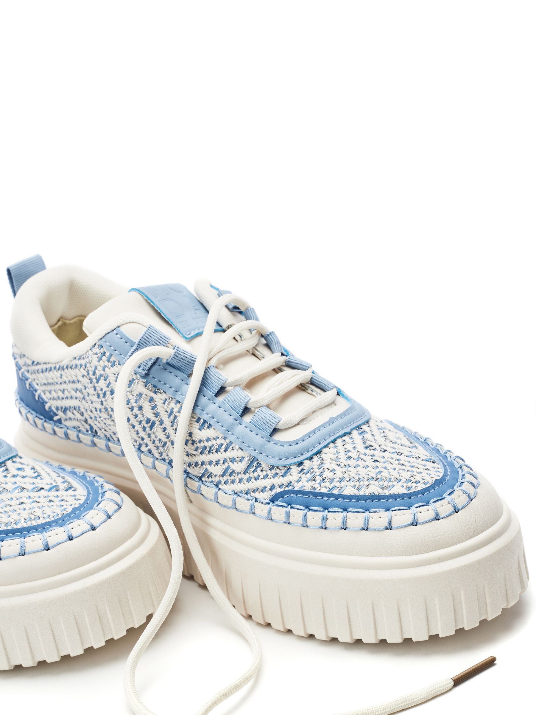 Buy Moda in Pelle Blue Barika Chunky Textile Detail Trainers from