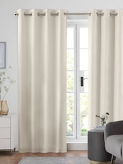 Cream Blackout/Thermal Cotton Eyelet Curtains - Image 1 of 9