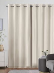 Cream Blackout/Thermal Cotton Eyelet Curtains - Image 3 of 9