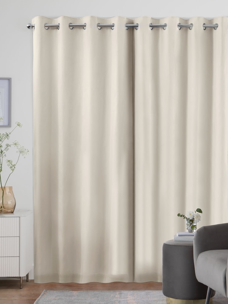 Cream Blackout/Thermal Cotton Eyelet Curtains - Image 3 of 9