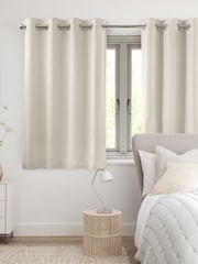 Cream Blackout/Thermal Cotton Eyelet Curtains - Image 6 of 9