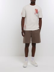 River Island Cream Unplanned Texture T-Shirt - Image 1 of 5