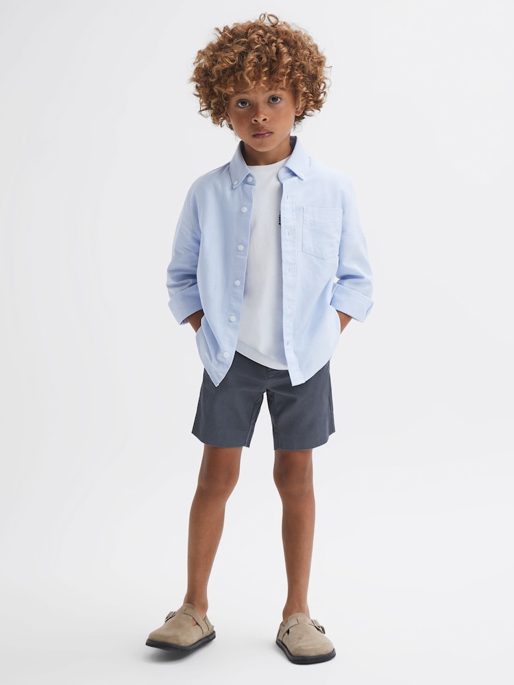 Reiss Airforce Blue Wicket Junior Casual Chino Shorts - Image 1 of 6 Reiss Airforce Blue Wicket Junior Casual Chino Shorts - Image 1 of 6