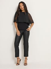 M&Co Black Petite Mesh Cape Top - Image 2 of 6