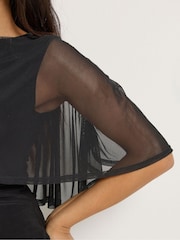 M&Co Black Petite Mesh Cape Top - Image 4 of 6