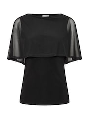 M&Co Black Petite Mesh Cape Top - Image 5 of 6