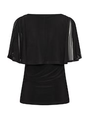 M&Co Black Petite Mesh Cape Top - Image 6 of 6