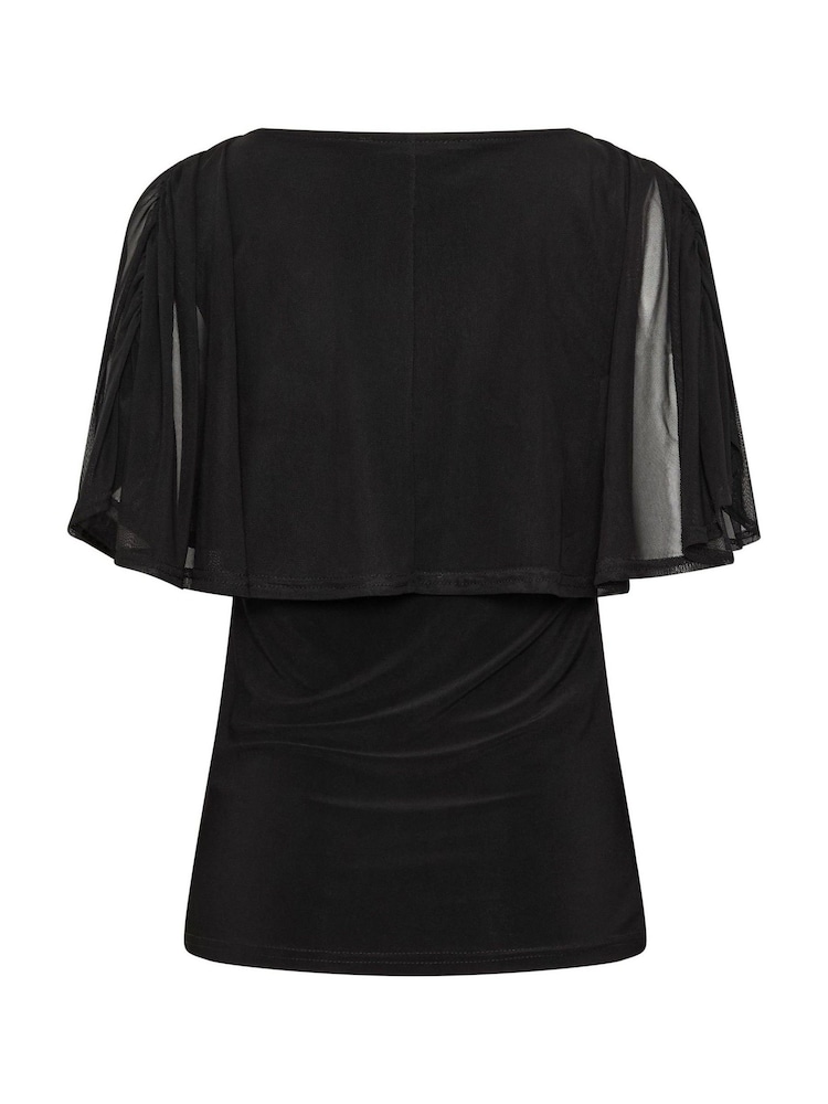 M&Co Black Petite Mesh Cape Top - Image 6 of 6 M&Co Black Petite Mesh Cape Top - Image 6 of 6
