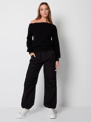 Threadbare Black Slash Neck Knitted Jumper - Image 3 of 5