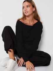 Threadbare Black Slash Neck Knitted Jumper - Image 4 of 5
