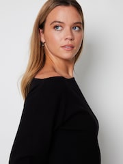 Threadbare Black Slash Neck Knitted Jumper - Image 5 of 5