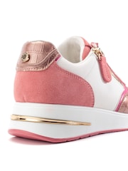 Moda in Pelle Pink Bellaa Suede Wedge Trainers With Multi Panel Upper - Image 2 of 3