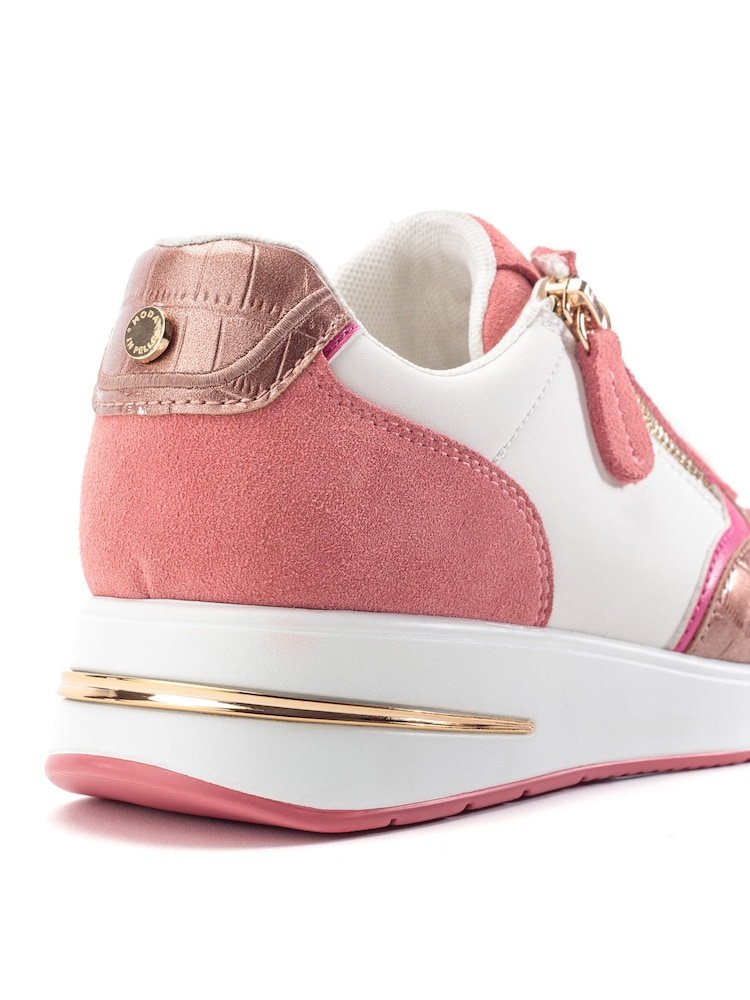 Moda in Pelle Pink Bellaa Suede Wedge Trainers With Multi Panel Upper - Image 2 of 3