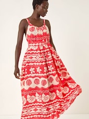 Roman Red Shell Print Strap Maxi Dress - Image 1 of 5