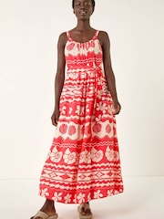 Roman Red Shell Print Strap Maxi Dress - Image 2 of 5