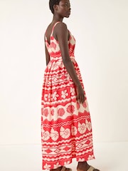 Roman Red Shell Print Strap Maxi Dress - Image 3 of 5
