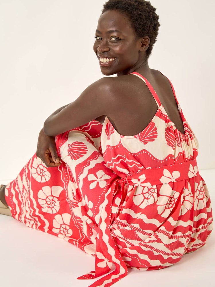 Roman Red Shell Print Strap Maxi Dress - Image 5 of 5 Roman Red Shell Print Strap Maxi Dress - Image 5 of 5