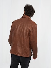 Joe Browns Brown Burner Leather Jacket - Image 2 of 6
