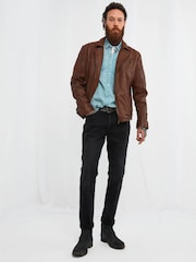 Joe Browns Brown Burner Leather Jacket - Image 3 of 6