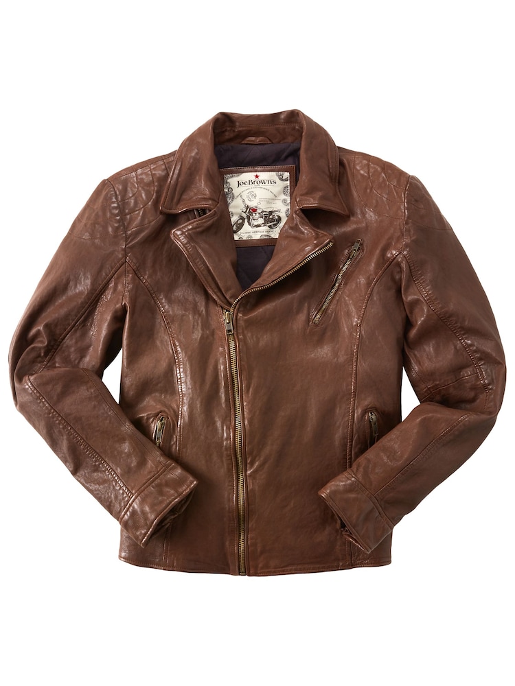 Joe Browns Brown Burner Leather Jacket - Image 6 of 6