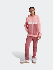 adidas Pink Kids Tiberio 3-Stripes Colorblock Fleece Tracksuit - Image 1 of 8