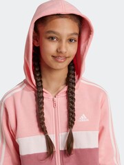 adidas Pink Kids Tiberio 3-Stripes Colorblock Fleece Tracksuit - Image 4 of 8