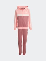 adidas Pink Kids Tiberio 3-Stripes Colorblock Fleece Tracksuit - Image 5 of 8