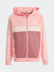 adidas Pink Kids Tiberio 3-Stripes Colorblock Fleece Tracksuit - Image 6 of 8