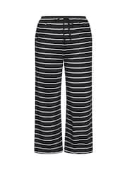 Yours Curve Black Wide Leg Monostripe Trousers - Image 5 of 6