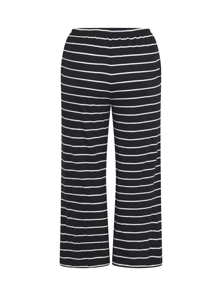 Yours Curve Black Wide Leg Monostripe Trousers - Image 6 of 6