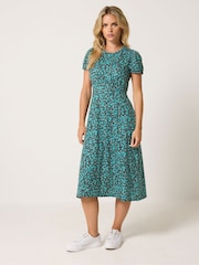 M&Co Petite Short Sleeve Print Midi Dress - Εικόνα 1 από 6
