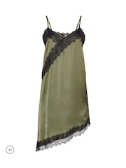 Grün - PixieGirl Petite Self Lace Satin Asymmetric Dress - Bild 6 von 7