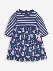JoJo Maman Bébé Navy Animals Floral With Pet In Pocket Combo Dress - Image 1 of 4